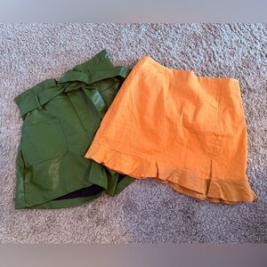 Bundle- Faux Leather Green Women’s Shorts and Mustard Gold MiniSkirt 2 for $15